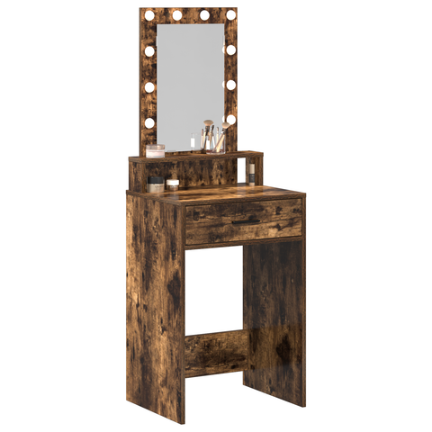 vidaXL Dressing Table with LED Lights Smoked Oak 50x41x140 cm