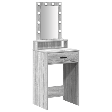vidaXL Dressing Table with LED Lights in Grey Sonoma - 50x41x140 cm