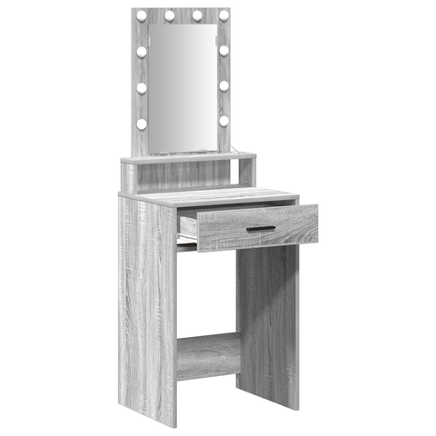 vidaXL Dressing Table with LED Lights in Grey Sonoma - 50x41x140 cm