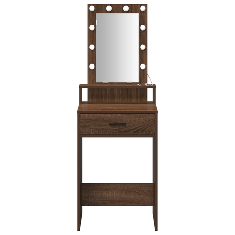 vidaXL Dressing Table with LED Lights Brown Oak 50x41x140 cm