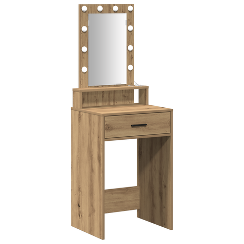 vidaXL Vanity Table with LED Lights - Artisan Oak, 50x41x140 cm