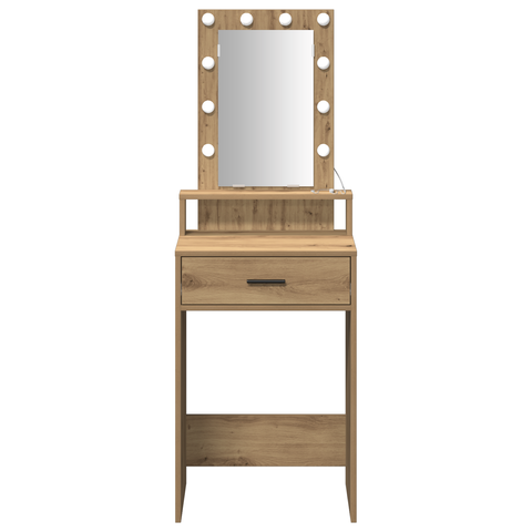 vidaXL Vanity Table with LED Lights - Artisan Oak, 50x41x140 cm