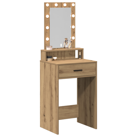 vidaXL Vanity Table with LED Lights - Artisan Oak, 50x41x140 cm