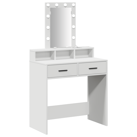 vidaXL Dressing Table with LED Lights - White, 79x41x140 cm