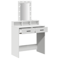 vidaXL Dressing Table with LED Lights - White, 79x41x140 cm