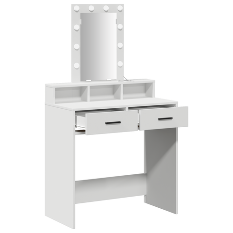 vidaXL Dressing Table with LED Lights - White, 79x41x140 cm