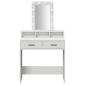 vidaXL Dressing Table with LED Lights - White, 79x41x140 cm