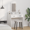 vidaXL Dressing Table with LED Lights - White, 79x41x140 cm