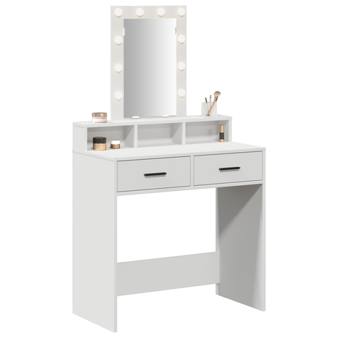 vidaXL Dressing Table with LED Lights - White, 79x41x140 cm