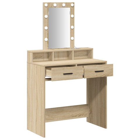 vidaXL Dressing Table with LED Lights - Sonoma Oak - 79x41x140 cm