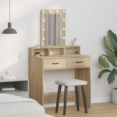 vidaXL Dressing Table with LED Lights - Sonoma Oak - 79x41x140 cm
