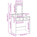 vidaXL Dressing Table with LED Lights - Sonoma Oak - 79x41x140 cm