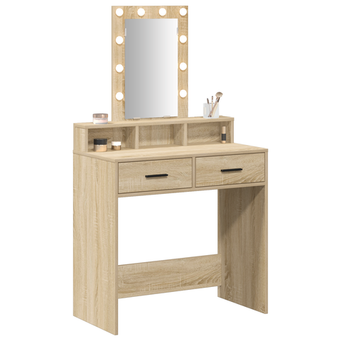 vidaXL Dressing Table with LED Lights - Sonoma Oak - 79x41x140 cm