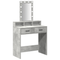 vidaXL Makeup Table with LED Lights - Concrete Grey, 79x41x140 cm