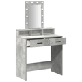 vidaXL Makeup Table with LED Lights - Concrete Grey, 79x41x140 cm