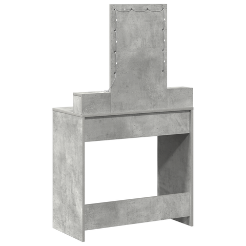 vidaXL Makeup Table with LED Lights - Concrete Grey, 79x41x140 cm