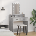vidaXL Makeup Table with LED Lights - Concrete Grey, 79x41x140 cm