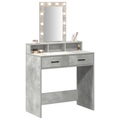vidaXL Makeup Table with LED Lights - Concrete Grey, 79x41x140 cm