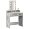 vidaXL Makeup Table with LED Lights - Concrete Grey, 79x41x140 cm