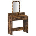 vidaXL Makeup Table with LED Lights in Smoked Oak - 79x41x140 cm