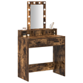 vidaXL Makeup Table with LED Lights in Smoked Oak - 79x41x140 cm