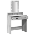 vidaXL Makeup Table with LED Lights in Grey Sonoma - 79x41x140 cm