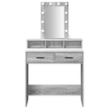vidaXL Makeup Table with LED Lights in Grey Sonoma - 79x41x140 cm