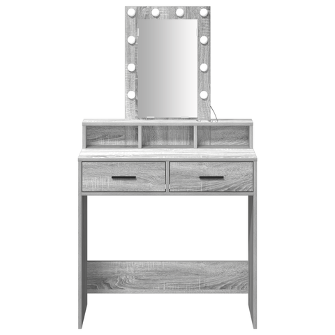 vidaXL Makeup Table with LED Lights in Grey Sonoma - 79x41x140 cm