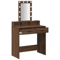 vidaXL Makeup Table with LED Lights in Brown Oak, 79x41x140 cm
