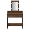vidaXL Makeup Table with LED Lights in Brown Oak, 79x41x140 cm