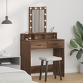 vidaXL Makeup Table with LED Lights in Brown Oak, 79x41x140 cm