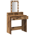 vidaXL Dressing Table with LED Lights - Vintage Wood Style, 79x41x140 cm