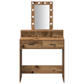 vidaXL Dressing Table with LED Lights - Vintage Wood Style, 79x41x140 cm