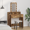 vidaXL Dressing Table with LED Lights - Vintage Wood Style, 79x41x140 cm