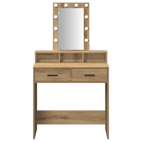 vidaXL Dressing Table with LED Lights Artisan Oak 79x41x140 cm