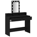 vidaXL Vanity Table Black oak Engineered wood 100 x 41 x 140 cm Mirror