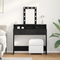 vidaXL Vanity Table Black oak Engineered wood 100 x 41 x 140 cm Mirror