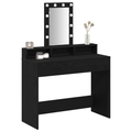 vidaXL Vanity Table Black oak Engineered wood 100 x 41 x 140 cm Mirror