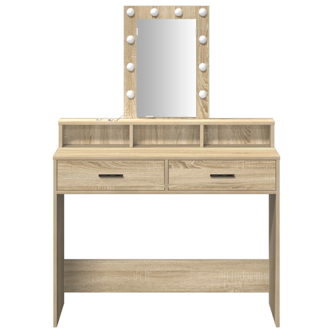 vidaXL Dressing Table with LED Lights Sonoma Oak 100x41x140 cm
