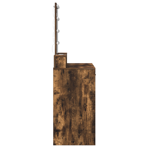 vidaXL Dressing Table with LED Lights Smoked Oak 100x41x140 cm