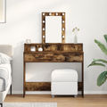vidaXL Dressing Table with LED Lights Smoked Oak 100x41x140 cm