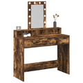vidaXL Dressing Table with LED Lights Smoked Oak 100x41x140 cm