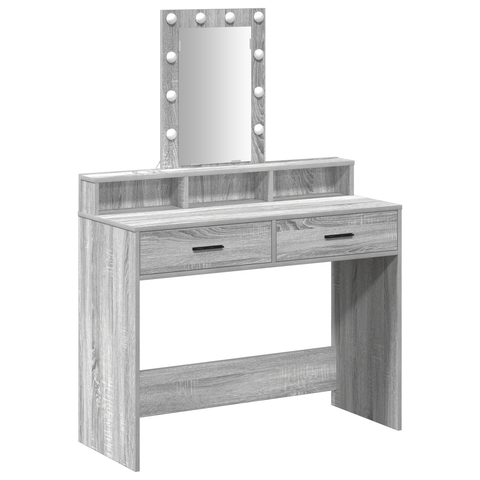vidaXL Dressing Table with LED Lights Grey Sonoma 100x41x140 cm