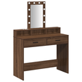 vidaXL Brown Oak Dressing Table with LED Lights, 100x41x140 cm