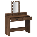 vidaXL Brown Oak Dressing Table with LED Lights, 100x41x140 cm