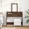 vidaXL Brown Oak Dressing Table with LED Lights, 100x41x140 cm