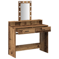 vidaXL Dressing Table with LED Lights - Vintage Wood, 100x41x140 cm