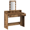 vidaXL Dressing Table with LED Lights - Vintage Wood, 100x41x140 cm