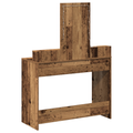 vidaXL Dressing Table with LED Lights - Vintage Wood, 100x41x140 cm