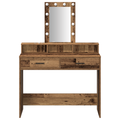 vidaXL Dressing Table with LED Lights - Vintage Wood, 100x41x140 cm